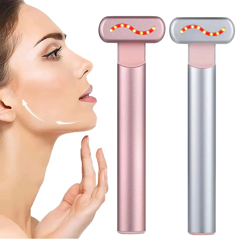 Dispositivo De Estiramiento Facial De Microcorriente EMS, Varita Facial De Luz Roja, Masajeador Para Ojos Y Cuello, Estiramiento De La Piel, Herramienta De Belleza Para El Cuidado De La Piel Antiarrugas